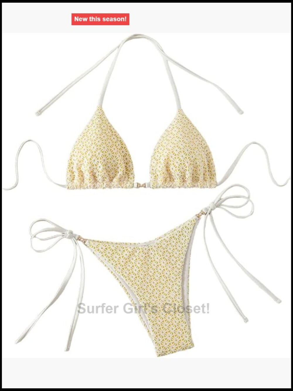 Halter String Bikini Set Self Tie Thong Two Piece Swimwear Boho Swimwear